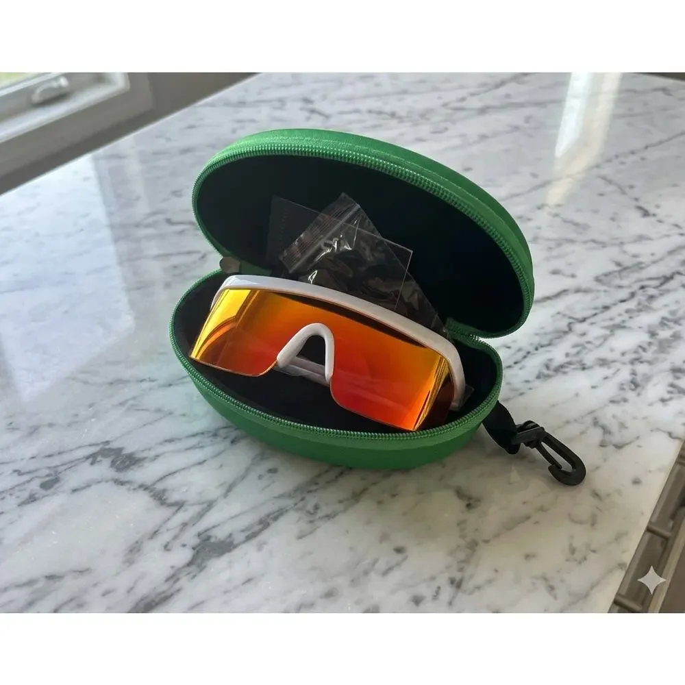 NWT Tipsy Elves Miami Ice White Polarized Sunglasses Mirrorized Retro Sporty Ski
